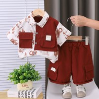 Ensemble chemise à manches courtes et short tie-dye imprimé avec lettres et patchwork pour garçons – Tenue deux pièces pour enfants – Vente en gros usine – Costume pour enfants