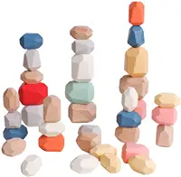 36pcs Wooden Sorting Creative Children Educational Nesting Colorful Stacking Stones Building Blocks Toys for kids