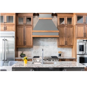 Armoire de cuisine traditionnelle sur mesure CANA, prix d'usine, armoire shaker traditionnelle avec portes à meneaux en verre - Product Image 1