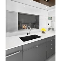 Emballage en vinyle thermoaluminium Pvc moderne, blanc, gris, moderne, brillant, Design acrylique, cuisine, garde-manger, armoire, ensemble d'îlots
