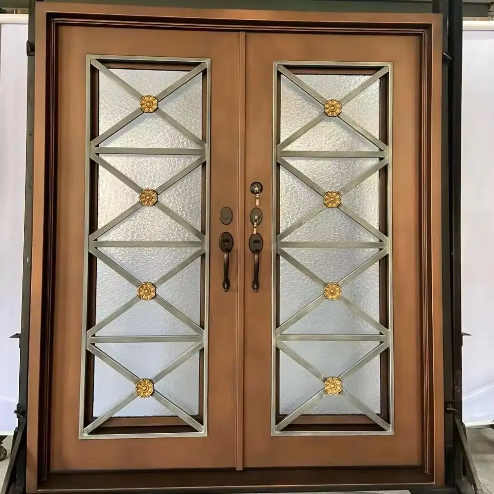 Pintu besi tempa pintu modern eksterior Vila kustom terjangkau pintu masuk besi tempa