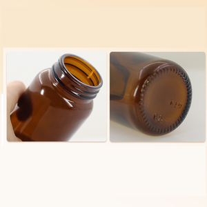 Disponibile Bottiglia in Vetro Ambrato a Bocca Larga 60-200g, Bottiglia da Laboratorio con Tappo Nero Sigillato, Flacone Farmaceutico - Product Image 5