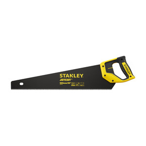 Scie à main Stanley Jetcut 500 mm 20 pouces, lame noire, manche jaune, outil de coupe du bois - Product Image 1