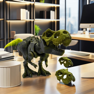 Modèle de dinosaure squelette de Tyrannosaurus Rex articulé imprimé en 3D avec casque, pour prototypage rapide et jouet anti-stress - Product Image 2