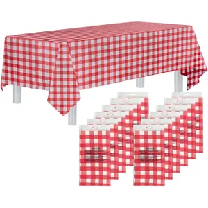 Couverture de table en plastique à carreaux rouges 137x274cm Fournitures de fête promotionnelles pour les fêtes et les événements