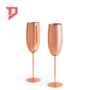TJ Metal Wine Glasses Wholesale Popular Champagne Flute Goblet Custom Stainless Steel Copper Gold Wine Glass