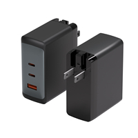 Adaptor Lipat 3-Port USB-C USB-A GaN 100W Pengisi Daya Cepat untuk MacBook Pro/Air iPad iPhone Galaxy S24