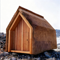Sauna extérieur de luxe moderne en bois massif électrique 2025 avec toit pointu et design cubique