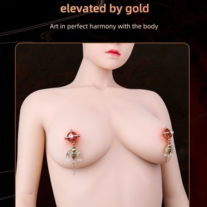 Clips de tétons décoratifs en acier inoxydable, pour SM doux, avec anneau de fixation rotatif à vis, couleur miel doré, jouets sexuels pour adultes - Product Image 6