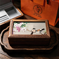 Caja de Joyería de Madera de Nogal de Lujo con Bordado Xiang Hecho a Mano, Artículos de Regalo Chinos para Empresas, Conjunto de Regalo