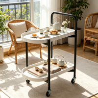 Table Basse Mobile Multifonctionnelle Moderne en Bois Écologique et Fer, avec Chariot de Rangement, Facile à Nettoyer