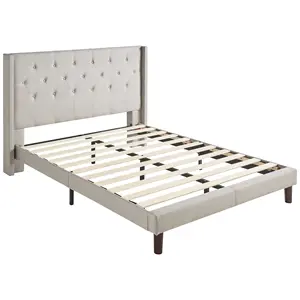 Meubles de chambre à coucher de luxe de fournisseur d'usine lit king queen size cadre de lit en tissu