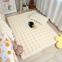 Tapis d'intérieur en fausse fourrure de lapin moelleuse, tapis de sol en polyester à poils longs, tapis épais imperméable pour chambre à coucher et salon