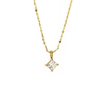 Collar con Colgante de Moda Chapado en Oro de 18k, Acero Inoxidable, Zirconia Cuadrada, Resistente al Agua, Joyería Fina para Mujer