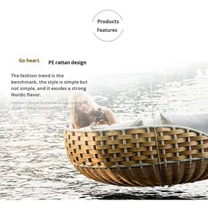 Sillón Columpio de Ratán para Exteriores, Cesta <span class=keywords><strong>Colgante</strong></span>, Hamaca Doble, Cuna Balancín para Jardín, Patio, Ocio, Sofá Interior para Villa - Product Image 2