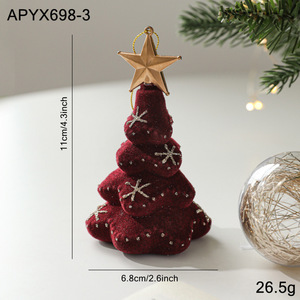 <b>Christmas</b> <b>Flocked</b> Mini <b>Tree</b> Ornaments with Gold Top Star Hanging Xmas <b>Tree</b> Pendants for Holiday Table Decor - Product Image 6