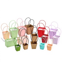 Mini sac cadeau pour fleurs 8x12x12,5 cm, imperméable, carton 350g, sac à main pour une seule fleur, vase de remplacement, fournitures florales
