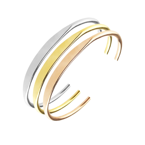 กำไลข้อมือสแตนเลสสตีลชุบทอง 18K แบบเปิดสลักชื่อได้ตามสั่ง สำหรับผู้หญิง ของขวัญวันครบรอบ เครื่องประดับแฟชั่น - Product Image 1