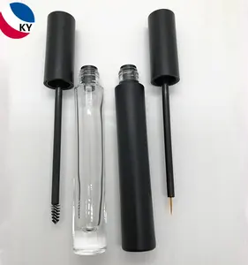 Cosmetic Container 10ml Matte Black Glass Eyelash Serum Bottle Empty Mascara Tube Packaging