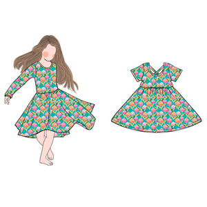 Vestido de Bambú/Algodón para Niñas, Modelo Cd-5-2, Corte en A, Manga Corta, Espalda Cruzada en X, para Bebés y Niñas Pequeñas - Product Image 3