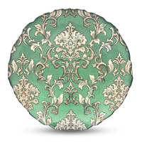 Assiette de présentation en métal de couleur verte gravée au design floral Assiette de service alimentaire Assiette de mariage Restauration et restaurant