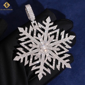 925 <b>Silver</b> Iced Out Jewelry Snowflake Pendant 925 <b>Silver</b> VVS Moissanite Baguette Cut Rhodium Plated Unisex Luxury <b>Charm</b> - Product Image 1