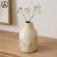 Vase en céramique minimaliste nordique ARM LVG, peint à la main, motif fleurs sauvages, style Wabi-sabi, petit vase à fleurs pour la décoration de la maison, récipient de table