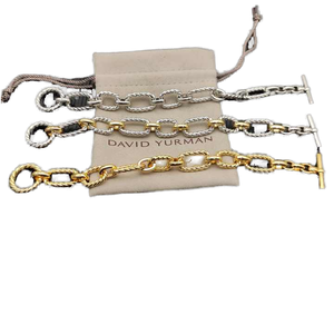 Pulsera de Plata de Ley S925 con Dijes Pequeños en Forma de X de <span class=keywords><strong>David</strong></span> Yarmans, Pulseras Modernas con Baño de Oro, Joyería de Latón - Product Image 1