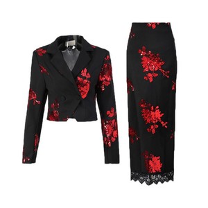 Conjunto de Vestido de Lujo con Lentejuelas Negras y Bordado Floral, Elegante Vestido de Dos Piezas Brillante para Gala/Fiesta, Nuevo Diseño 2025 - Product Image 5