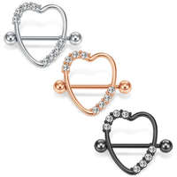 Xinfocus Offre Spéciale Sexy coeur Zircon mamelon anneau mode femmes hommes mamelon Piercing bijoux en acier inoxydable corps Piercing bijoux