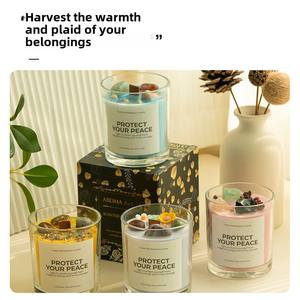 مجموعة هدايا فاخرة من الشموع العطرية المصنوعة يدويًا من شمع الصويا في أكواب كريستالية ملونة للديكور المنزلي والهدايا - Product Image 5