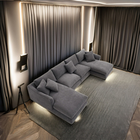Collection de Canapés en Lin Contemporains Canapé Modulaire en U Meubles avec Housse Amovible Ensemble de Canapés Sectionnels