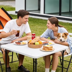 Mesa Plegable Cuadrada Blanca de HDPE de Alta Calidad de 36 Pulgadas, Mesa de Picnic Plegable con Altura Ajustable para Campamento y Eventos al Aire Libre - Product Image 2