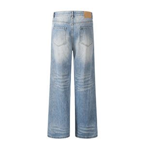 <span class=keywords><strong>Jeans</strong></span> a gamba dritta blu <span class=keywords><strong>chiaro</strong></span> da 11KN, baffi lavati personalizzati di alta qualità, <span class=keywords><strong>Jeans</strong></span> in Denim ammucchiati - Product Image 2