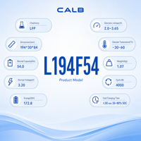 Celda de Batería CALB L194F54 LiFePO4 de 54Ah, 3.2V, Carga Rápida 4C para Integrador de Paquetes de Baterías, Carrito de Golf, Motocicleta Eléctrica