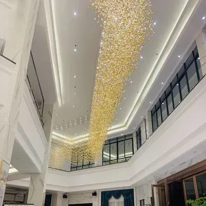Glas-Kronleuchter für Bankett-Halle, modernes Pendel licht, goldenes rundes Design, Hotel und Hotel, neues Design