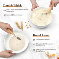Ensemble de paniers de levage en rotin pour la fermentation du pain au levain, kit de cuisson avec racloir à pâte, compatible contact alimentaire