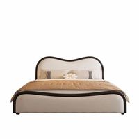 Lit de style nordique moderne en cuir véritable, forme ondulée, lit de mariage italien, lit king size pour chambre principale, meubles