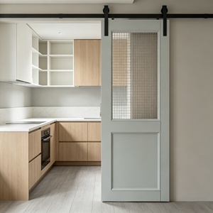 Puerta Interior de Madera Maciza con Panel Arqueado de MDF, para Dormitorio y Apartamento, Resistente a la Humedad, con Apertura de Bisagra Estilo Francés - Product Image 3