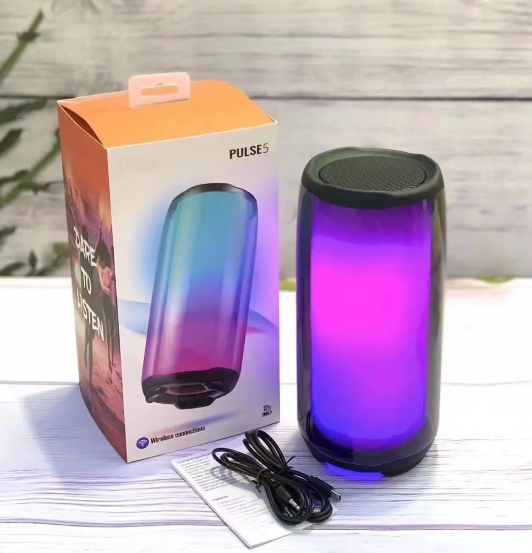 Hot selling PULSE5 6 7 Music Pulsation 5 full screen light effect wireless Bluetooth speaker sound heavy bass portable speaker