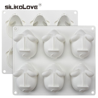 Diy Six Cavities 3d Animals Bunny Silikon Backform in Lebensmittelqualität für Schokoladekuchen Moussezubehör Kuchen Dekor