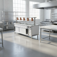 Bain-marie commercial pour buffet avec éclairage, en acier inoxydable, design moderne, démontable