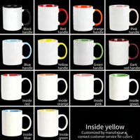 Mug en céramique avec intérieur coloré, personnalisable avec logo/photo, idéal pour la rentrée scolaire, cadeau publicitaire