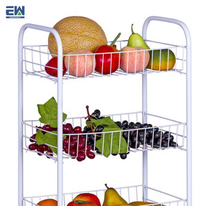 Chariot de service de rangement de cuisine moderne Offres Spéciales avec roues <span class=keywords><strong>légumes</strong></span> et fruits support de maintien en fil de fer à 3 couches - Product Image 5