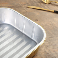 Barquette jetable en aluminium doré 3500 ml, grand récipient pour emballage alimentaire