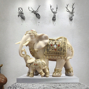Figurine d'éléphant en résine peinte à la main, sculpture animale, ornement familial blanc pour salon, meuble TV, décoration intérieure - Product Image 3