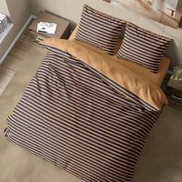 Parure de lit rayée en polyester, housse de couette marron et blanche avec taies d'oreiller, linge de lit doux en microfibre pour la maison, l'hôtel, vente en gros