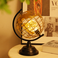 Lámpara de Globo Terráqueo Giratoria Iluminada con Batería, Diseño Moderno, LED, Metal, Luz Blanca Cálida, Alto CRI 90, Iluminación Decorativa
