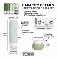 Ensemble de 14 flacons de voyage en silicone, étanches, empilables, trousse de toilette avec étui de voyage, vente en gros directe d'usine