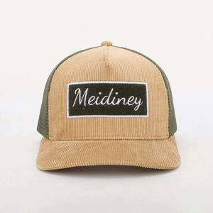 OEM Custom High Quality 5 Panel Adult Men Women Embroidery <b>Hook</b> Loop Patch Logo Mesh <b>Snap</b> Back Cap Gorras Corduroy Trucker Hat - Product Image 2